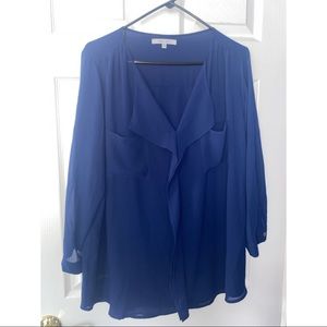 Plus size navy blue blouse